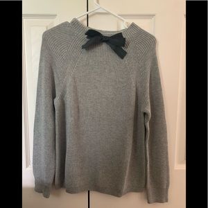 J Crew Grey Black Bow Sweater